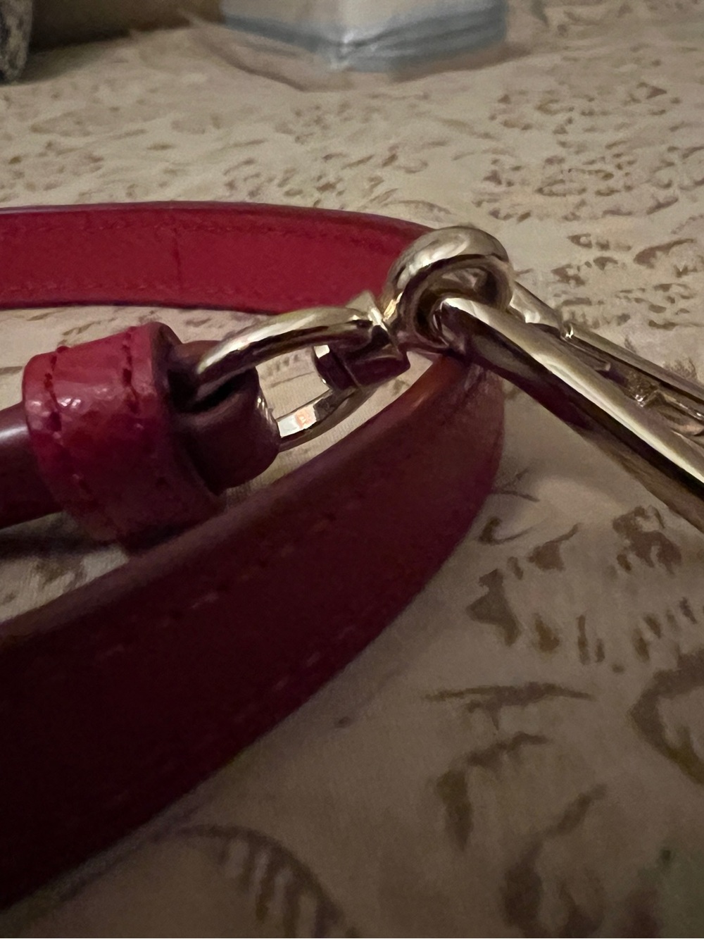 Red Leather Crossbody Strap Gold Hardware • Adjustable • Accessory- NWOT - Picture 3 of 4